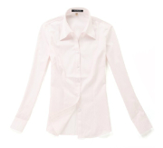VG1001女士职业装白底粉条长袖衬衫