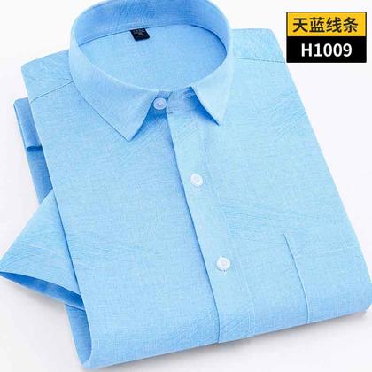2018佐马仕新款男士时尚棉麻短袖衬衫DH1009