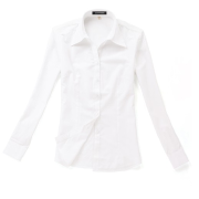 V1202女士职业装纯白色长袖衬衫